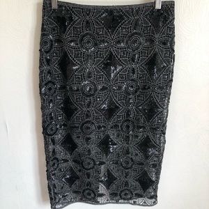 EXPRESS Midi Sequin Sparkly detail skirt s…